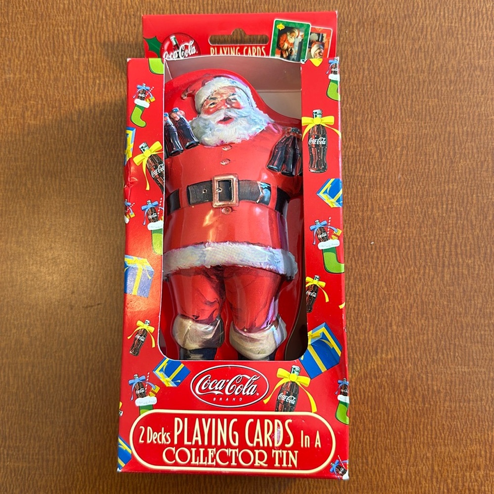 Coca Cola Playing Cards in Collector Santa Tin